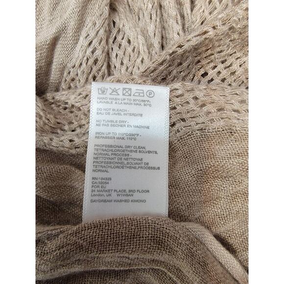 Free People All Tous Cardigan Sz OS Fishnet Bohemian Western High Low Tan Beachy - Picture 11 of 11